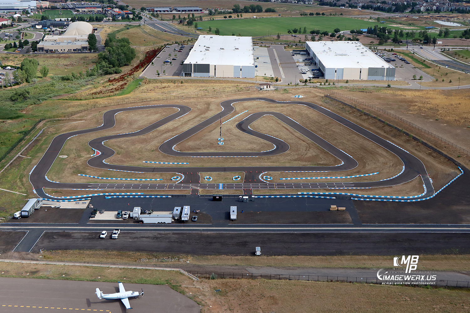 Aerial view of the completed Colorado Karting Circuit track
